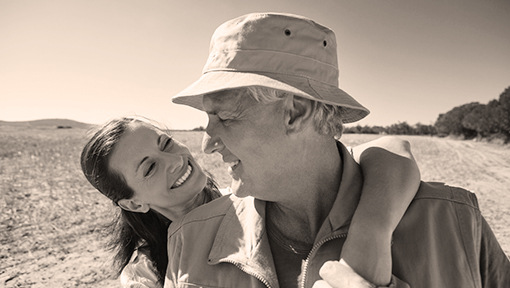 Happy couple on holiday enjoying their retirement